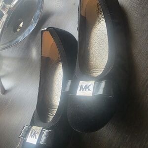Michael Kors Black MK Logo Bow Ballet Flats